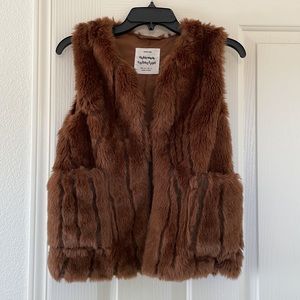 Zara kids brown faux fur vest